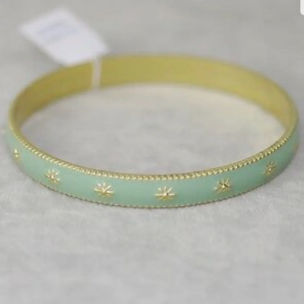 NWT Lia Sophia Icecapade green vintage gold matte bangle - Size Small - Picture 1 of 4